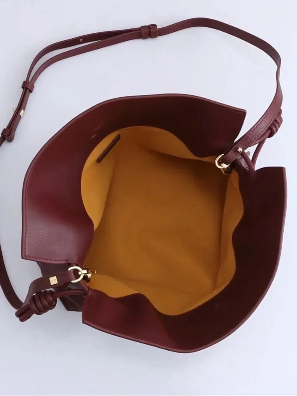 Loewe Burgundy Leather Tote with Knotted Side Straps